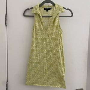 MOTEL ROCKS XS minidress with funky y2k green design and collar